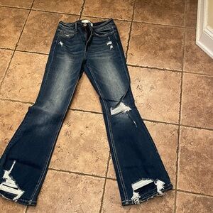 Buckle Dark Blue Flare Jeans